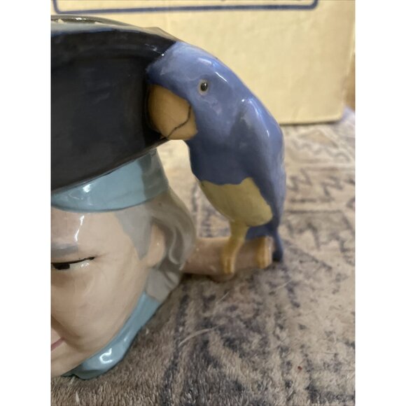 1960 SIGNED LEGO SWASHBUCKLER PIRATE Ceramic Mug 4 5/8" tall or Vase Parrot Bird - Picture 3 of 6